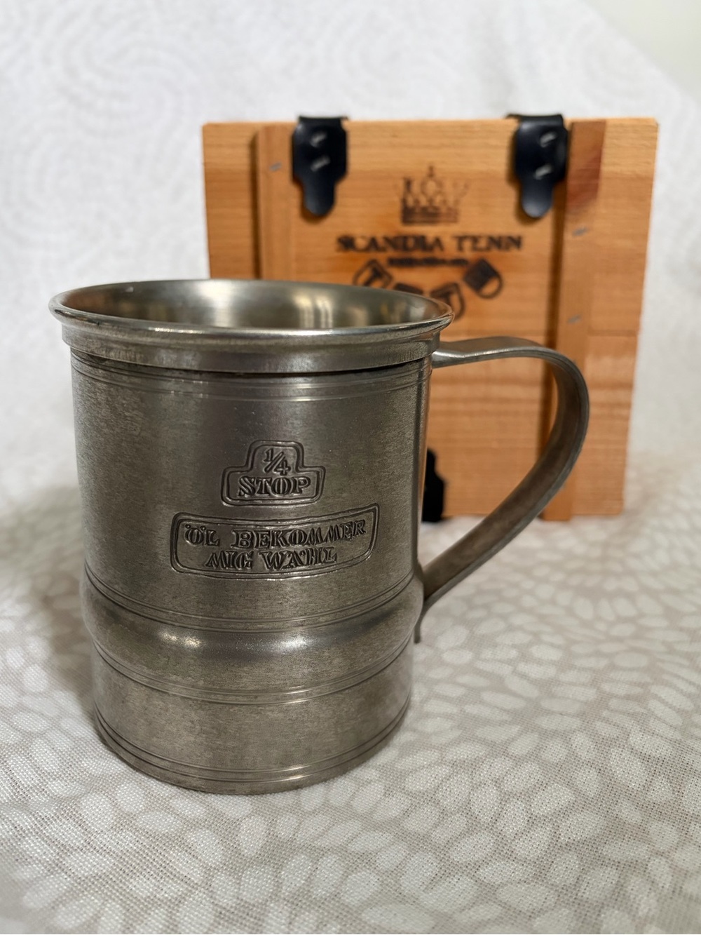 Vintage Scandia Tenn pewter beer tankard in box from Sweden - Picture 1 of 4